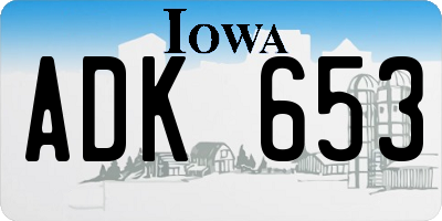 IA license plate ADK653