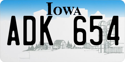 IA license plate ADK654