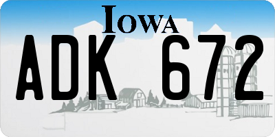 IA license plate ADK672