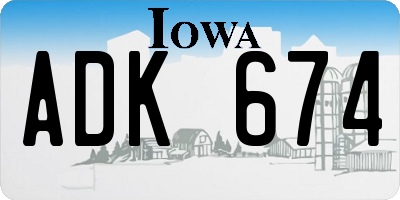 IA license plate ADK674