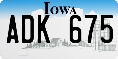 IA license plate ADK675