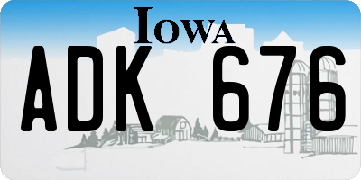 IA license plate ADK676