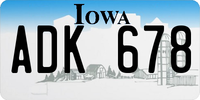IA license plate ADK678