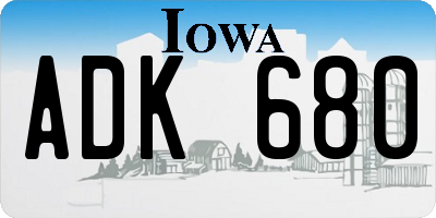 IA license plate ADK680
