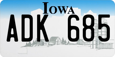 IA license plate ADK685