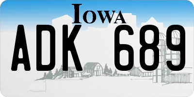 IA license plate ADK689