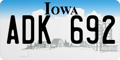 IA license plate ADK692
