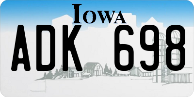 IA license plate ADK698