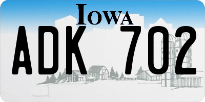 IA license plate ADK702