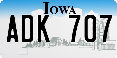 IA license plate ADK707