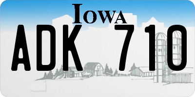 IA license plate ADK710