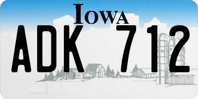 IA license plate ADK712