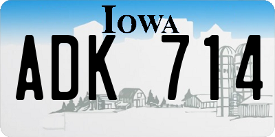 IA license plate ADK714