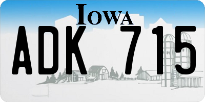 IA license plate ADK715