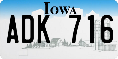 IA license plate ADK716