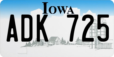 IA license plate ADK725