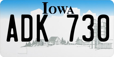IA license plate ADK730