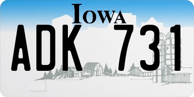 IA license plate ADK731