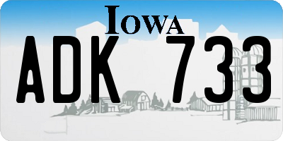 IA license plate ADK733