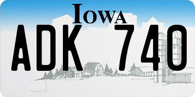 IA license plate ADK740