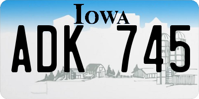 IA license plate ADK745