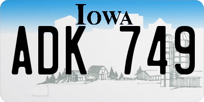 IA license plate ADK749