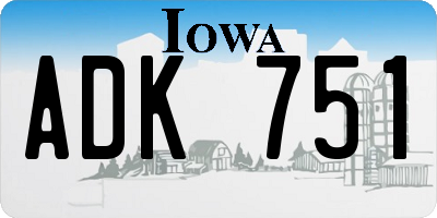 IA license plate ADK751