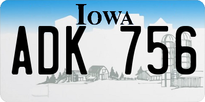 IA license plate ADK756