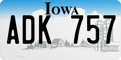 IA license plate ADK757