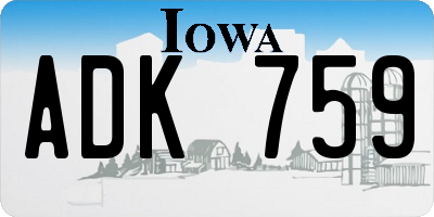 IA license plate ADK759