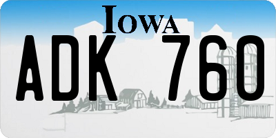 IA license plate ADK760