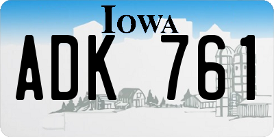 IA license plate ADK761