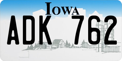 IA license plate ADK762