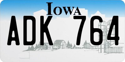 IA license plate ADK764