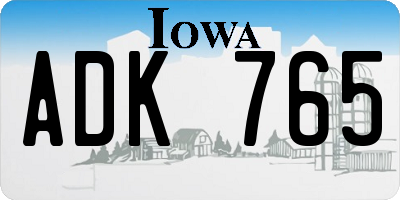 IA license plate ADK765