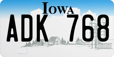 IA license plate ADK768