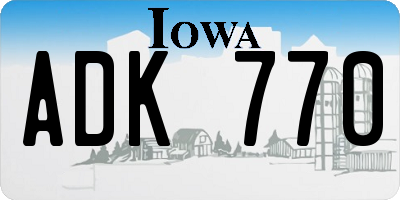 IA license plate ADK770