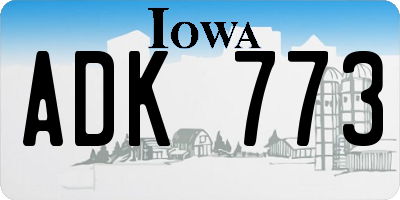 IA license plate ADK773