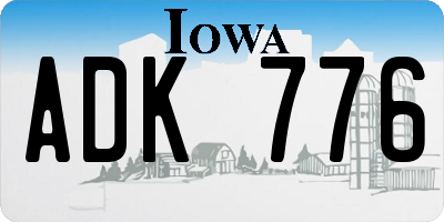 IA license plate ADK776