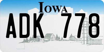 IA license plate ADK778