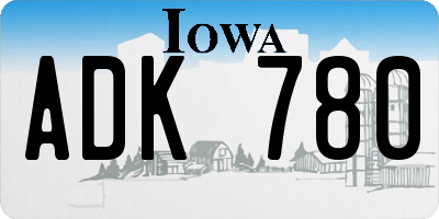 IA license plate ADK780