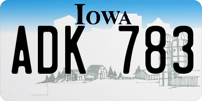 IA license plate ADK783