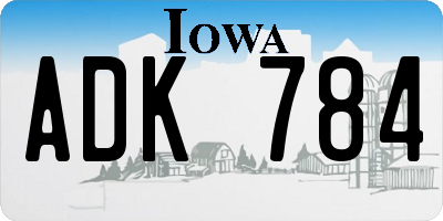 IA license plate ADK784