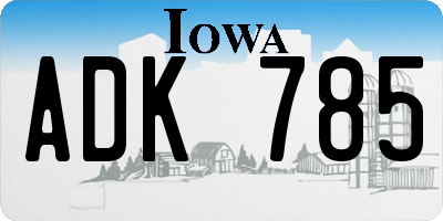 IA license plate ADK785