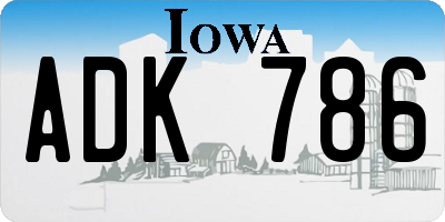 IA license plate ADK786