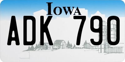 IA license plate ADK790