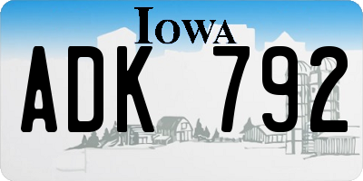 IA license plate ADK792