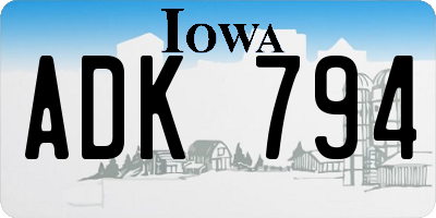 IA license plate ADK794