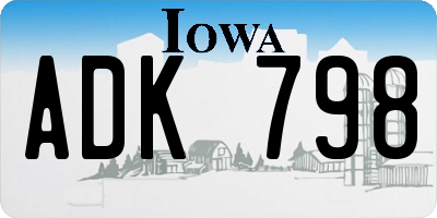 IA license plate ADK798