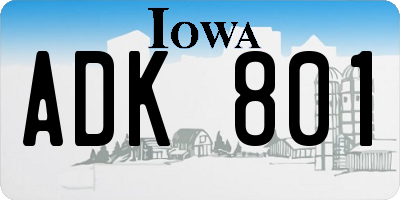 IA license plate ADK801